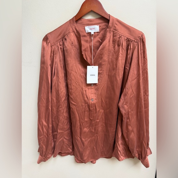 NWT Xirena Greer Elegant Women's Satin Blouse - Rust - Picture 2 of 6